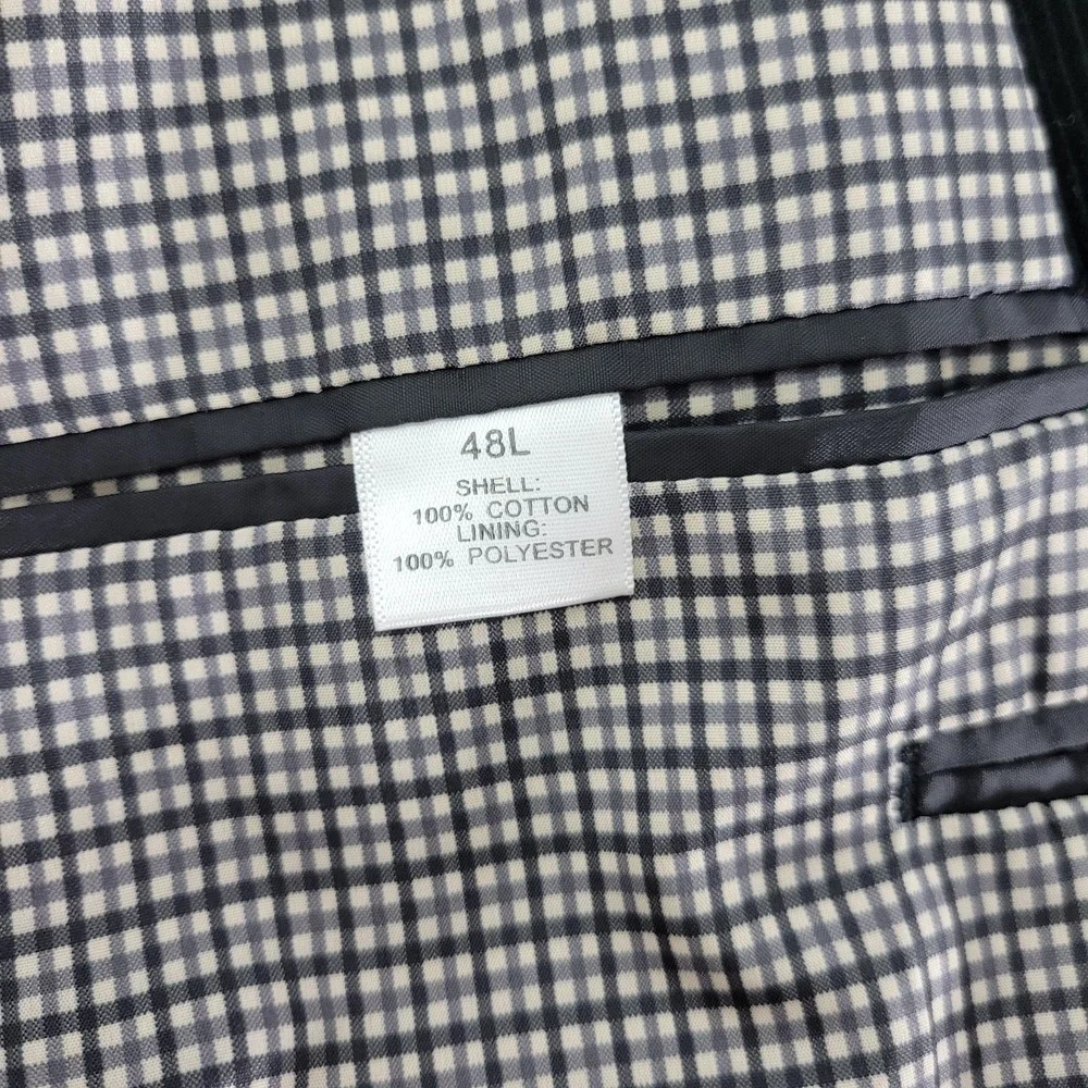 Saddlebred Men's Sport Coat Blazer‎ Two Button Black Corduroy Cotton Size 48L